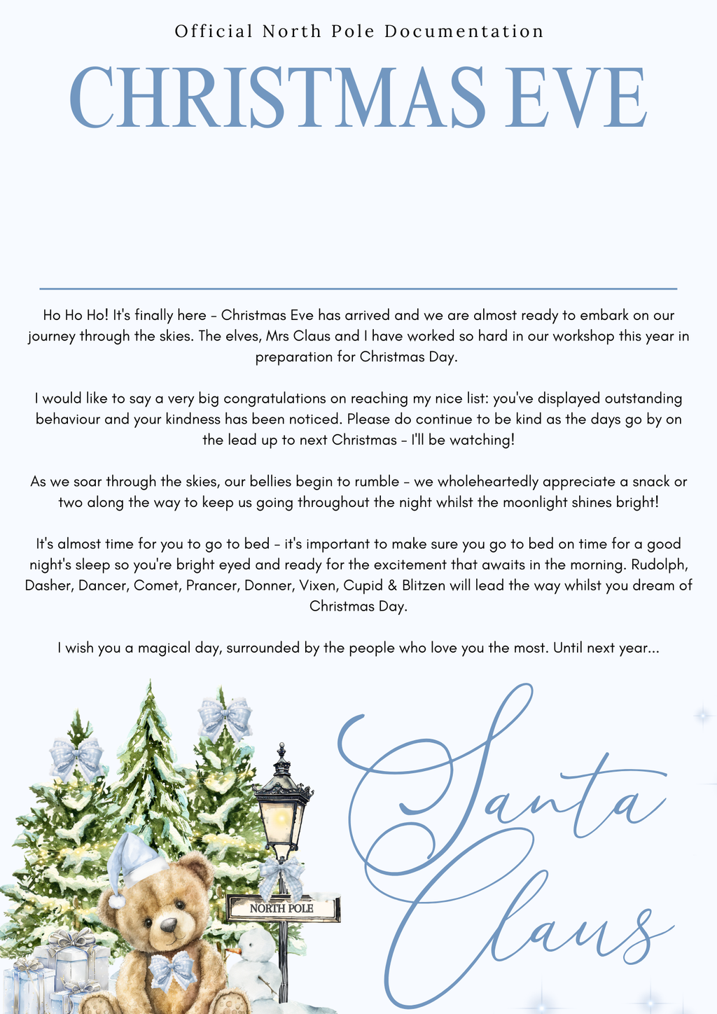 Personalised letters from Santa- blue
