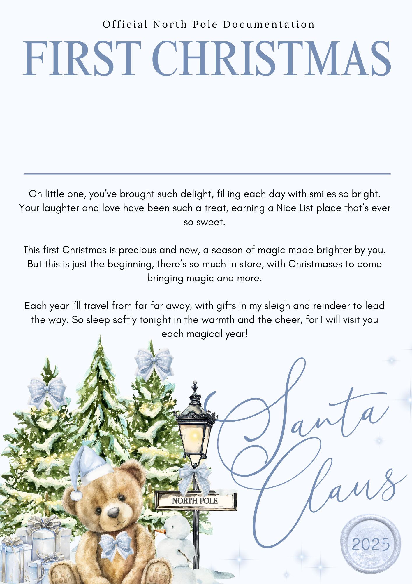 Personalised letters from Santa- blue